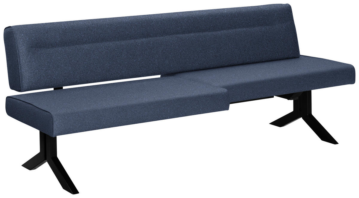SITZBANK in Metall, Textil Dunkelblau  - Schwarz/Dunkelblau, Konventionell, Textil/Metall (220/87/70-86cm) - Moderano
