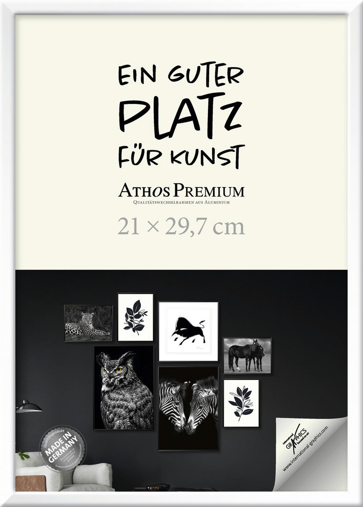 BILDERRAHMEN in Weiss Hochglanz  - Weiss Hochglanz, Basics, Glas/Papier (21/29,7/1,8cm)