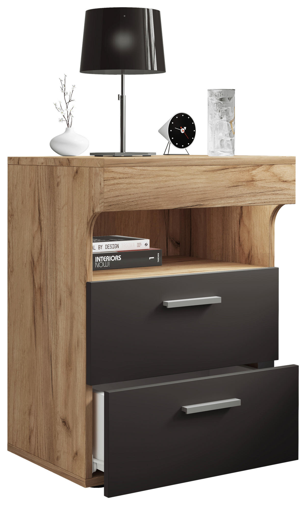 NACHTSCHRANK 45/61/39 cm  - Honigeiche/Anthrazit, MODERN, Holzwerkstoff/Kunststoff (45/61/39cm) - MID.YOU