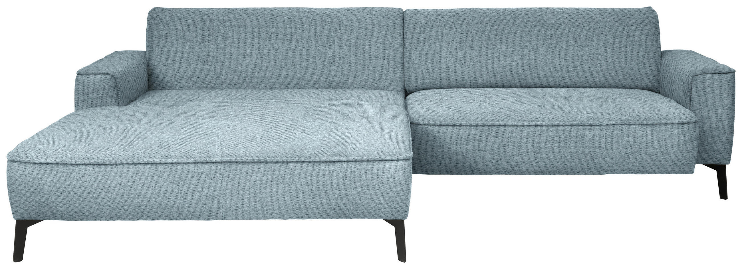 ECKSOFA in Flachgewebe Hellblau  - Schwarz/Hellblau, Design, Textil/Metall (190/285cm) - Johann Jakob