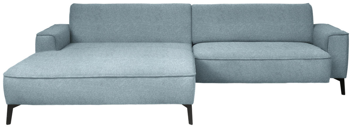ECKSOFA in Flachgewebe Hellblau  - Schwarz/Hellblau, Design, Textil/Metall (190/285cm) - Johann Jakob