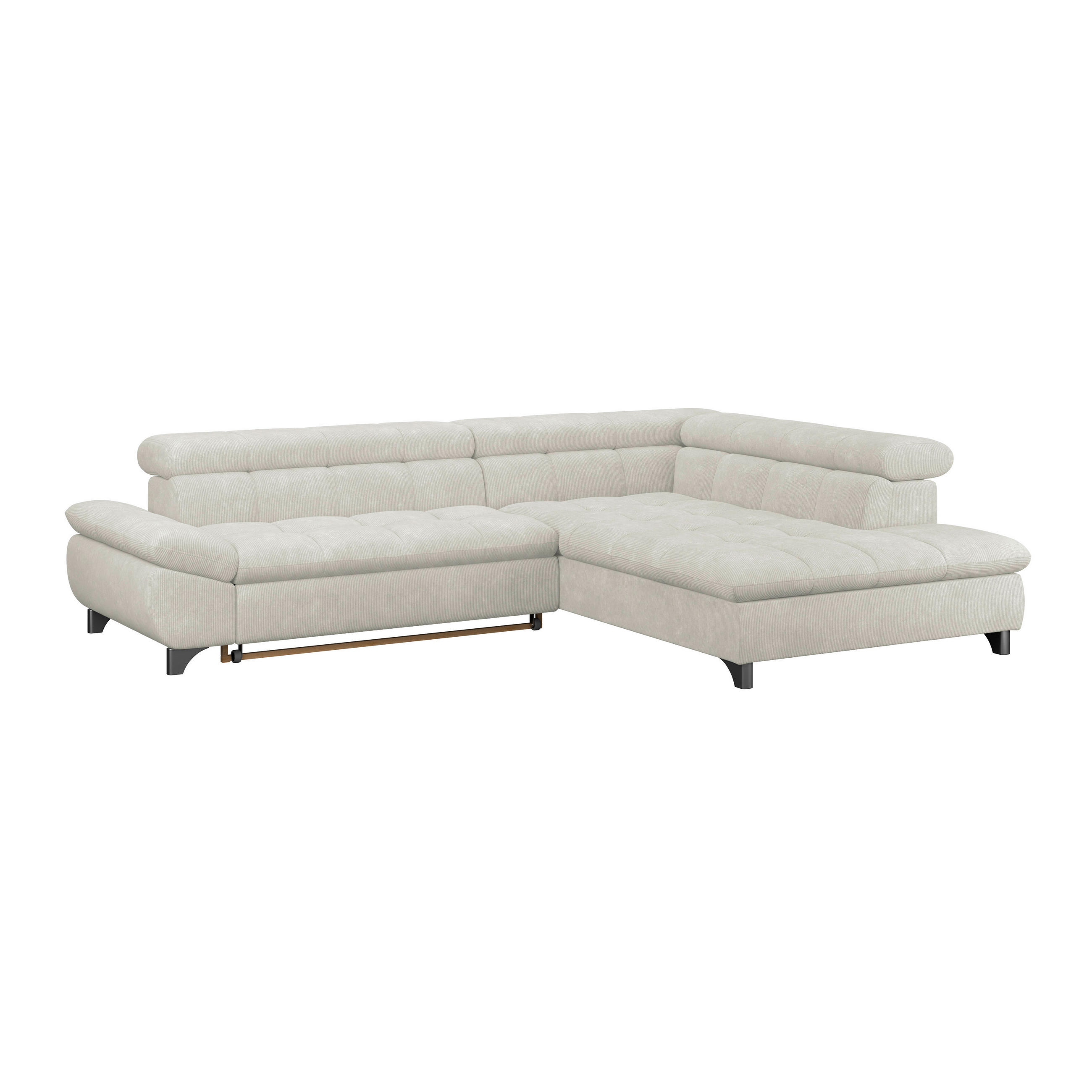ECKSOFA Creme Chenille  - Chromfarben/Creme, KONVENTIONELL, Textil/Metall (312/234cm) - Livetastic