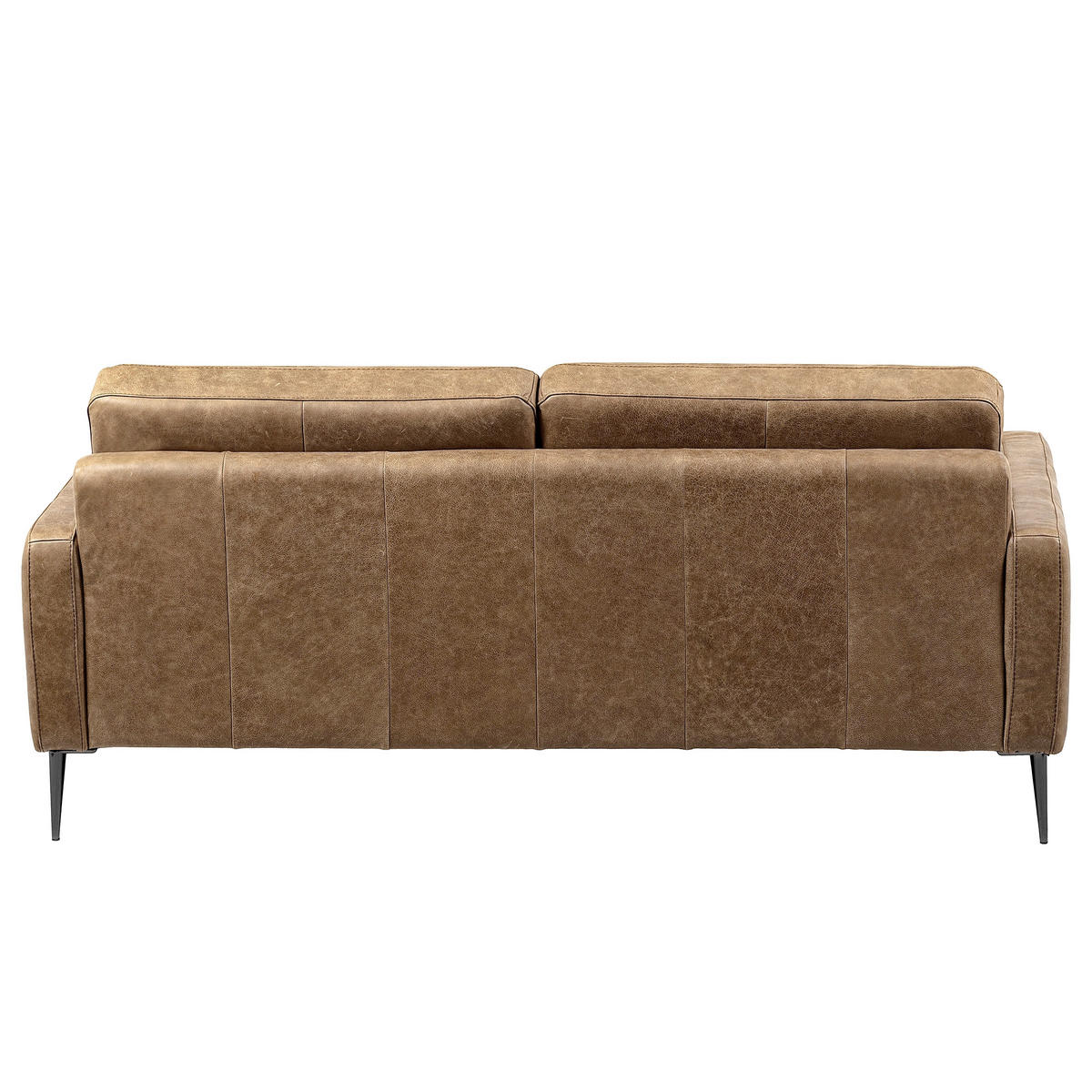 2-SITZER-SOFA SPRING in Lederlook Echtleder Hellbraun  - Hellbraun/Schwarzchrom, Design, Leder/Textil (157/85/92cm) - Livetastic