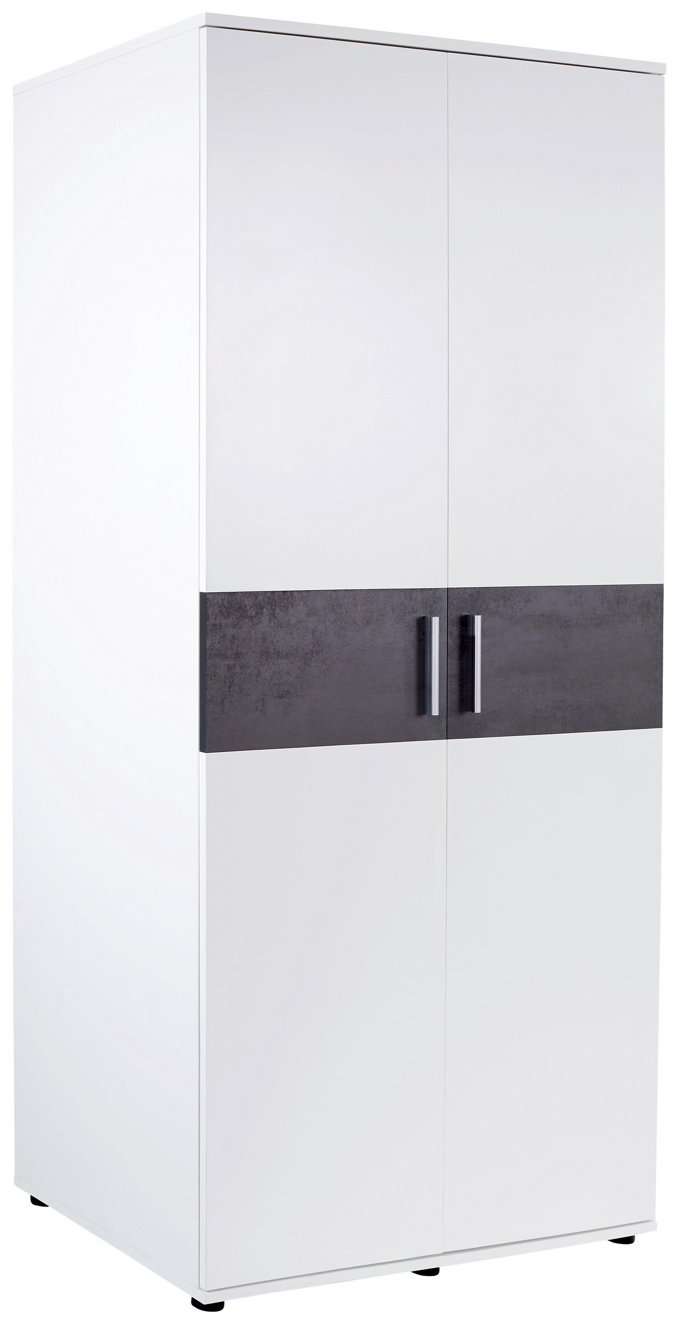 KLEIDERSCHRANK 2-türig Weiß, Dunkelgrau  - Dunkelgrau/Silberfarben, KONVENTIONELL, Holzwerkstoff/Kunststoff (90/191,1/55cm) - MID.YOU