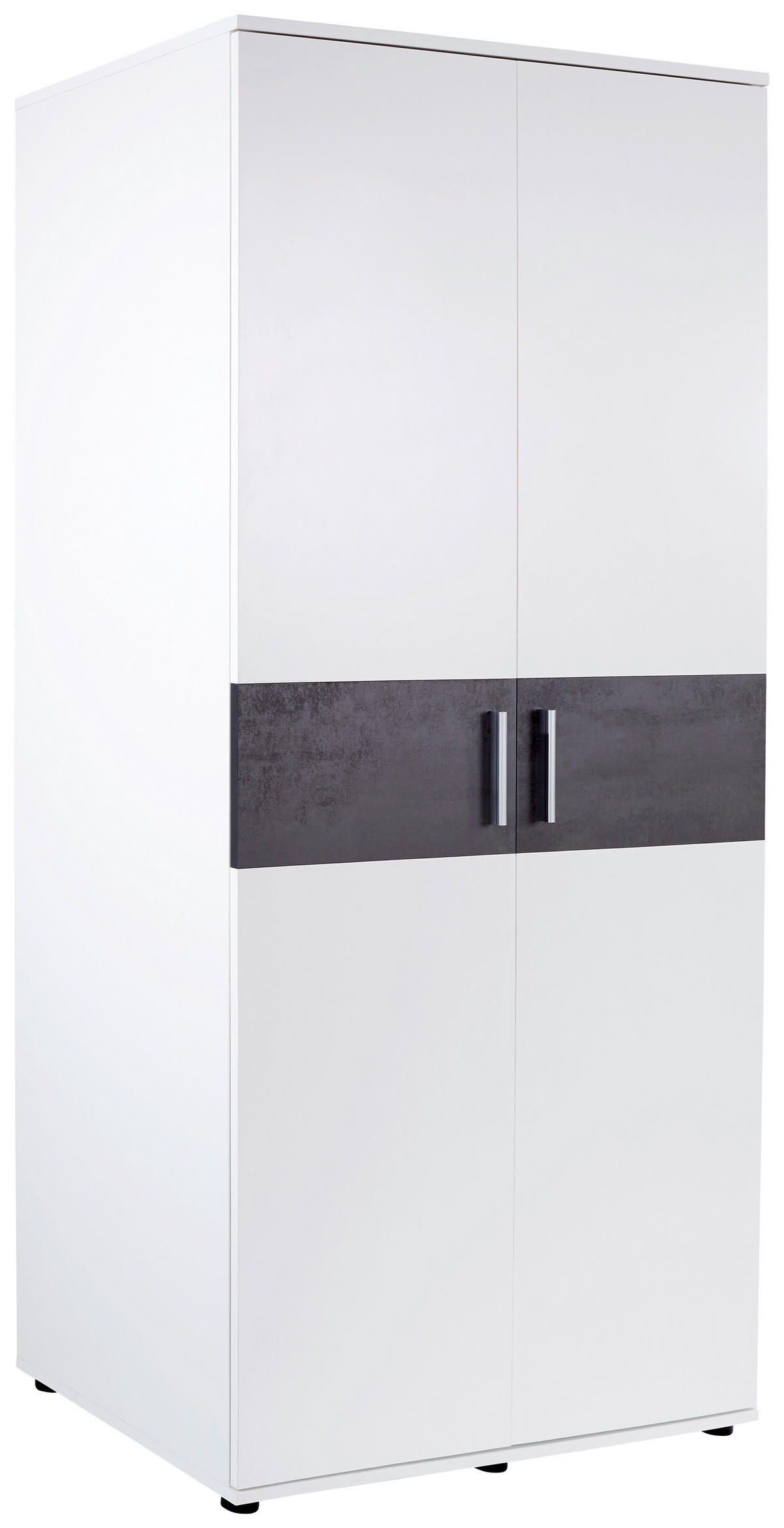 KLEIDERSCHRANK 2-türig Weiß, Dunkelgrau  - Dunkelgrau/Silberfarben, KONVENTIONELL, Holzwerkstoff/Kunststoff (90/191,1/55cm) - MID.YOU