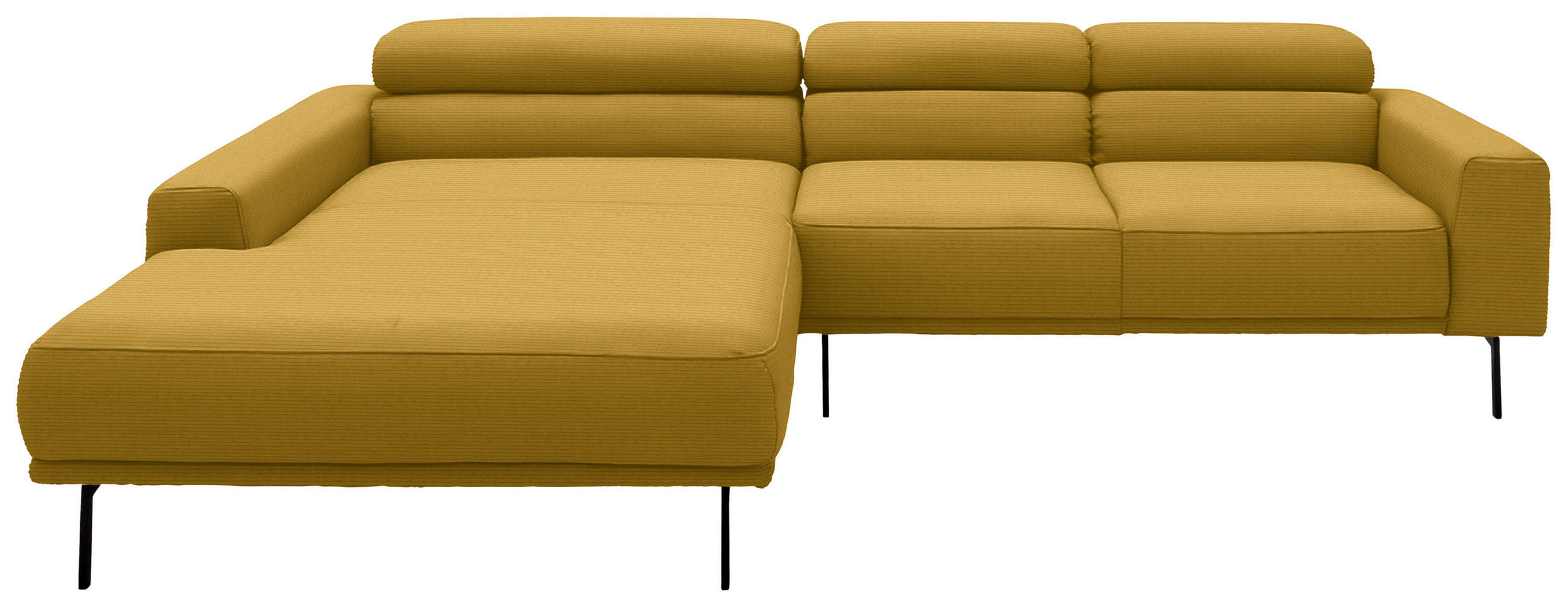 ECKSOFA Cord Goldfarben  - Goldfarben/Schwarz, Design, Textil/Metall (215-217/293cm) - Schöner Wohnen
