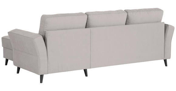 ECKSOFA Hellgrau Velours - Hellgrau/Schwarz, KONVENTIONELL, Holz/Textil (244/159cm) - Carryhome