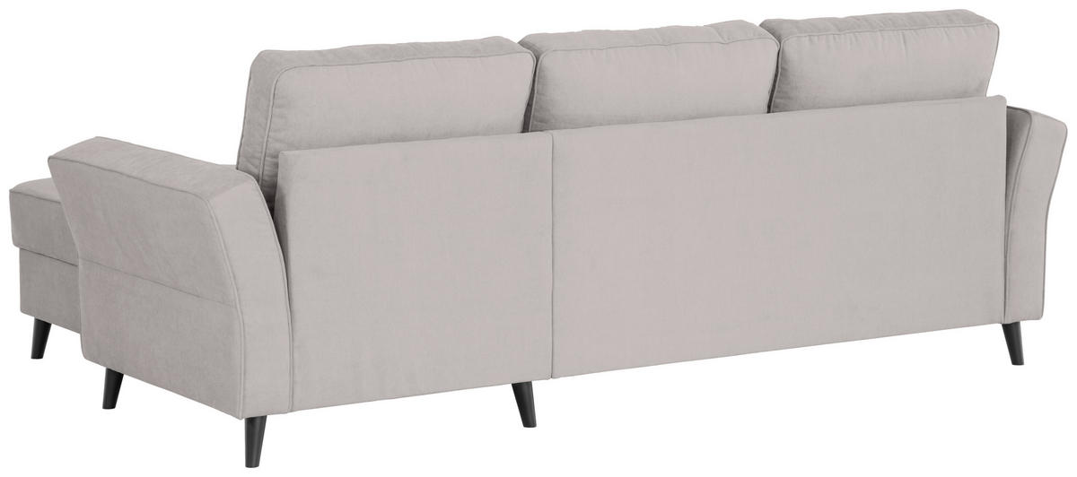 ECKSOFA in Velours Hellgrau  - Hellgrau/Schwarz, Konventionell, Holz/Textil (244/159cm) - Carryhome