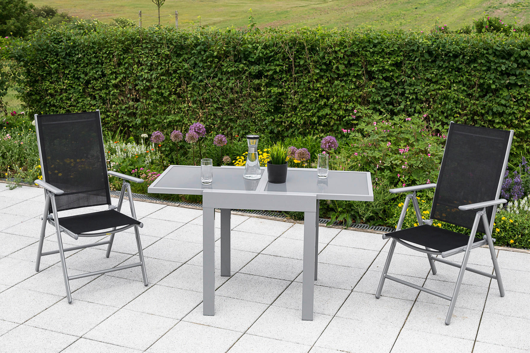 GARTENSET Aluminium  - Silberfarben, MODERN, Textil/Metall - Gardenson