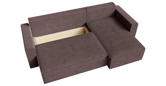 ECKSOFA Braun Cord  - Schwarz/Braun, KONVENTIONELL, Kunststoff/Textil (241/138cm) - Carryhome