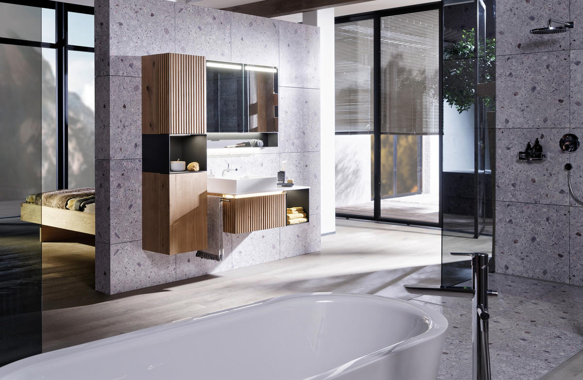 BADEZIMMER  in 96 cm  - Wildeiche/Weiss, Natur, Holz (96cm) - Voglauer