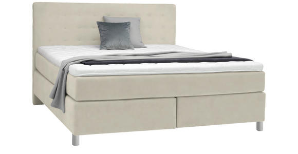 BOXSPRINGBETT 180/200 cm in Hellgrau - Chromfarben/Hellgrau, KONVENTIONELL, Kunststoff/Textil (180/200cm) - Voleo