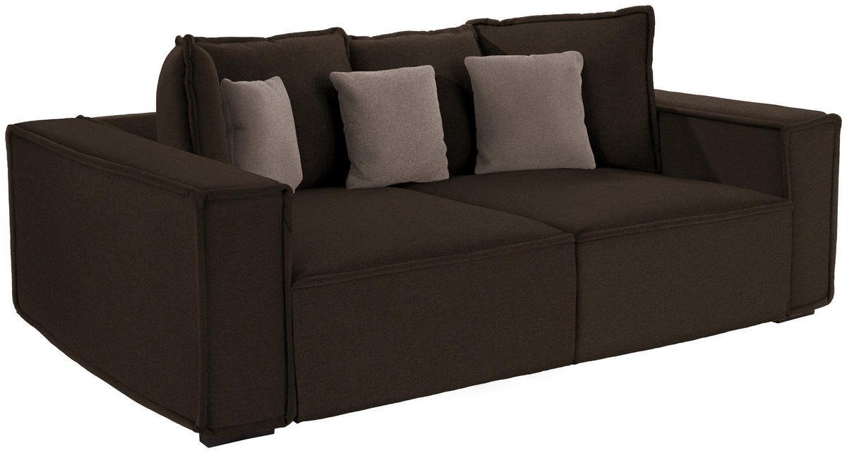 BIGSOFA in Taupe, Dunkelbraun  - Taupe/Dunkelbraun, MODERN, Holz/Textil (244/62/117cm) - Luca Bessoni