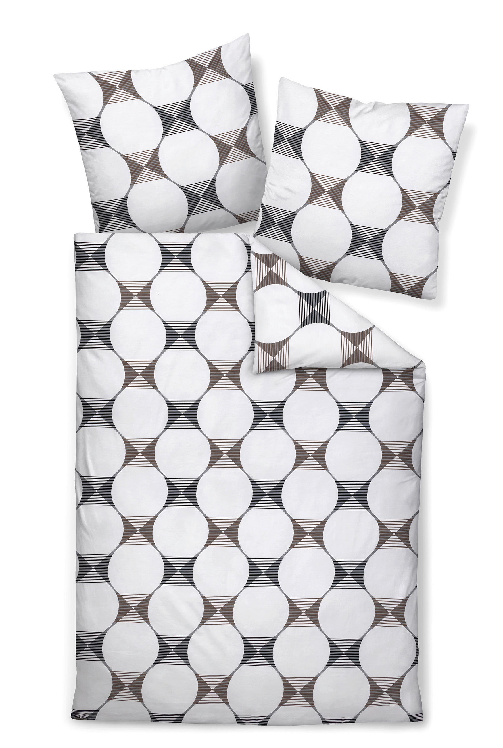BETTWÄSCHE 155/220 cm Makosatin  - Weiß/Grau, Design, Textil (155/220cm) - Janine