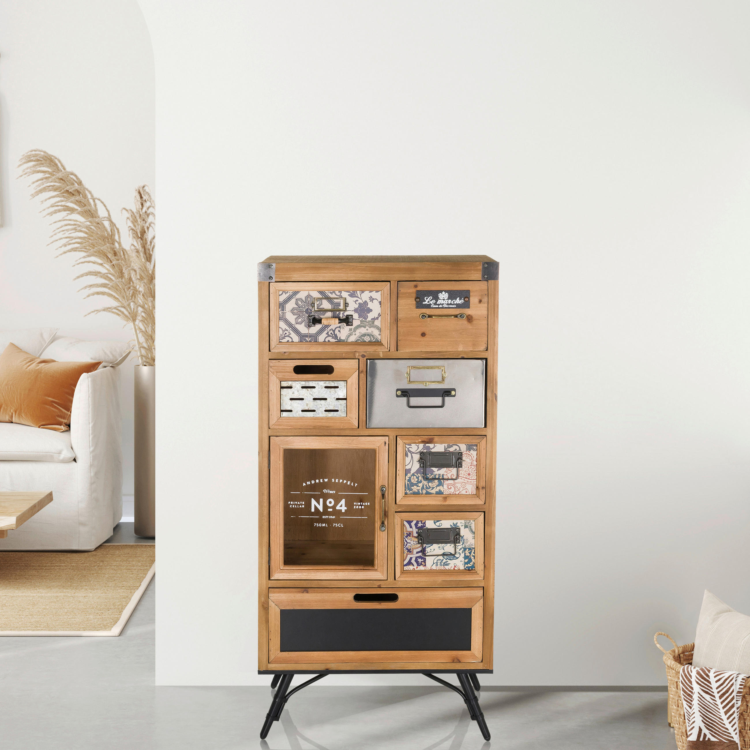 SIDEBOARD  in 53/104/32 cm  - Schwarz, MODERN, Holz/Metall (53/104/32cm) - MID.YOU