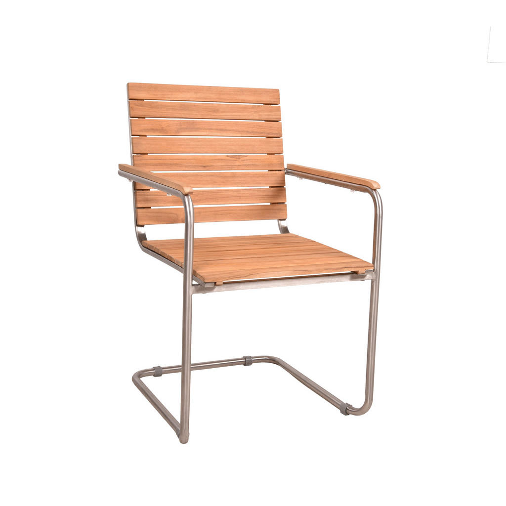 Thumbnail - Gardenson Gartenschwingstuhl, Silber, Teak, Holz, Metall, Teakholz, Hartholz, C-Form, 58x86x55 cm, stapelbar, wetterbest...