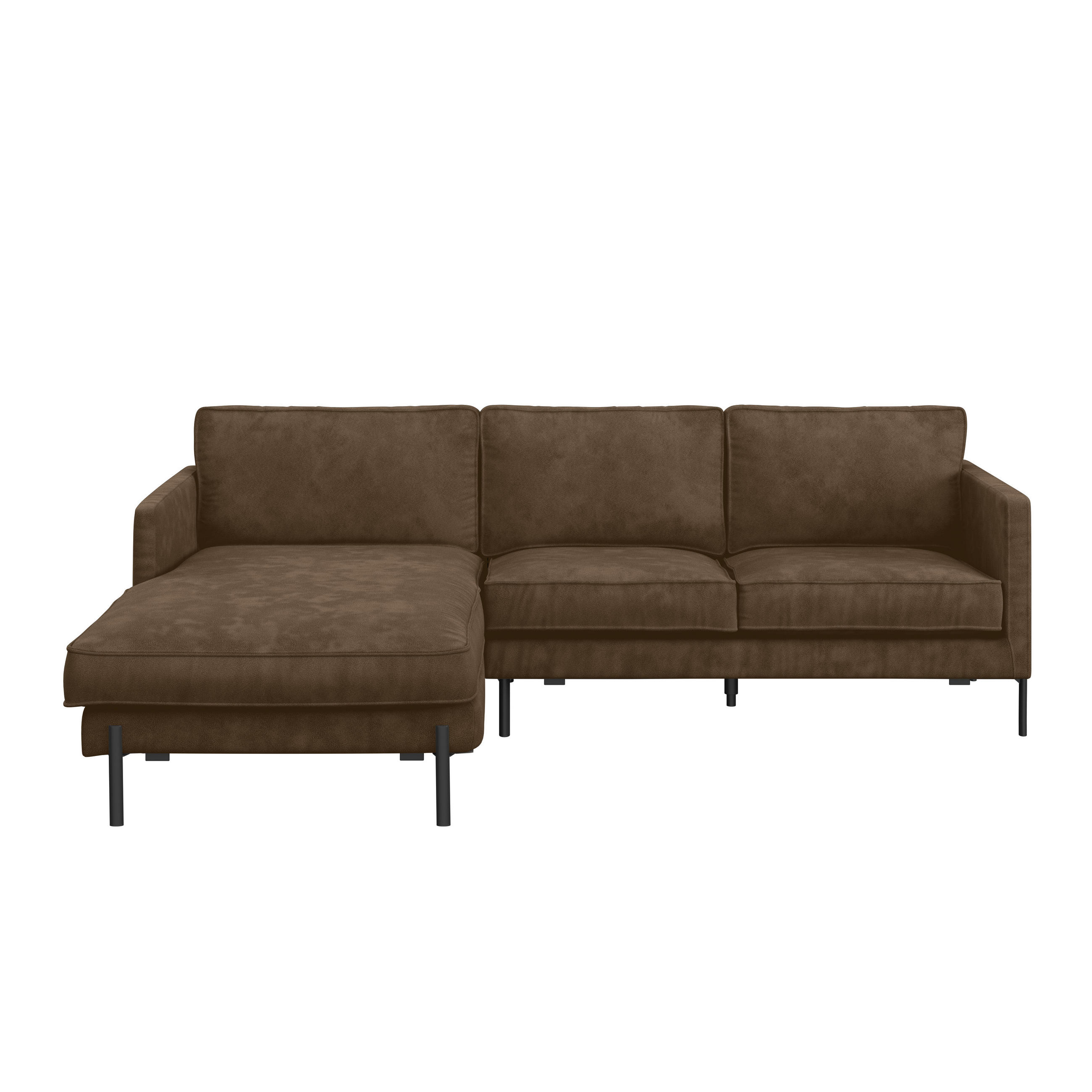 ECKSOFA Braun Flachgewebe  - Schwarz/Braun, Trend, Textil/Metall (154/232cm) - Livetastic