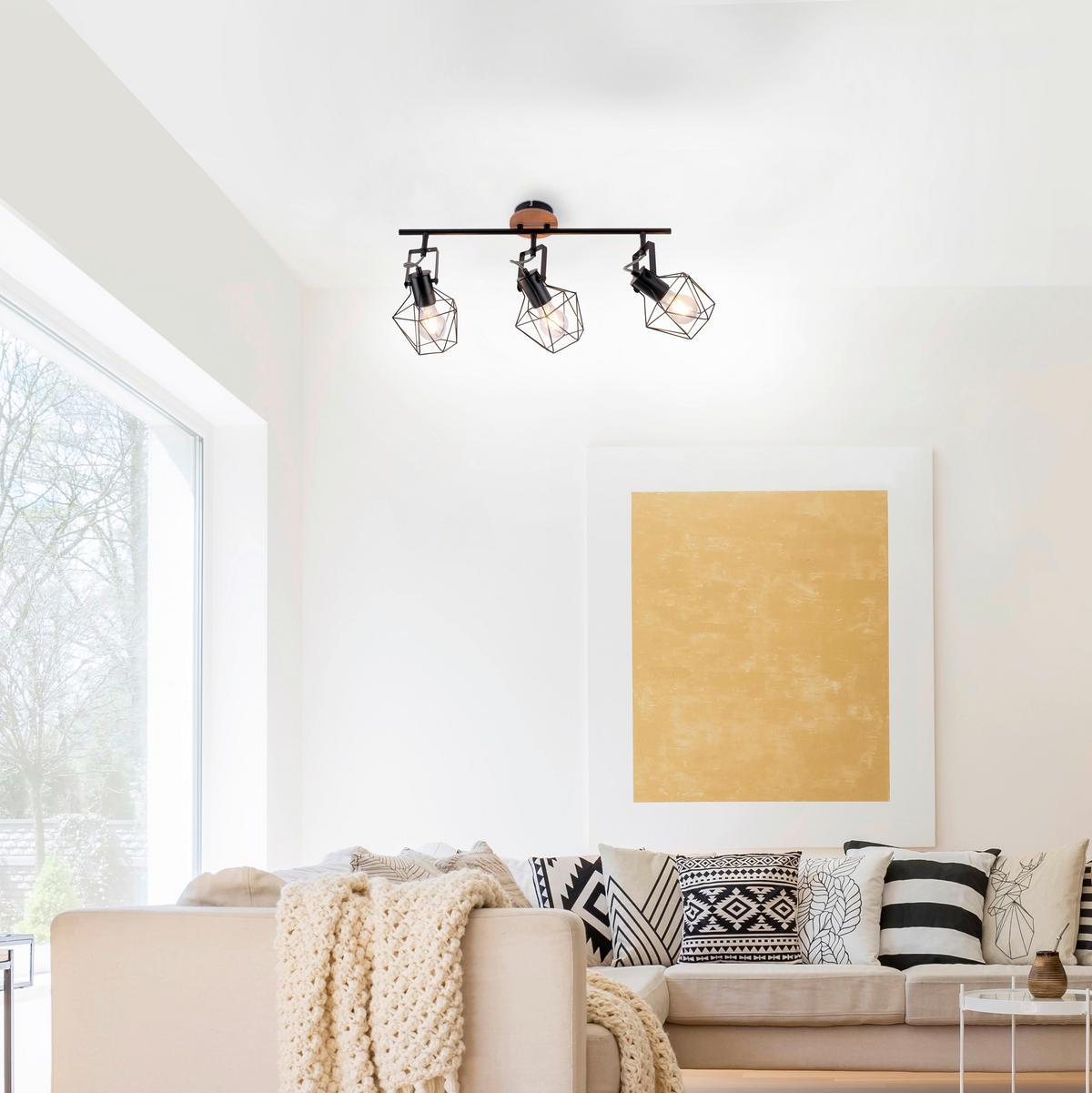 DECKENLEUCHTE Jaro 83/28/31 cm   - Schwarz, Natur, Holz/Metall (83/28/31cm)