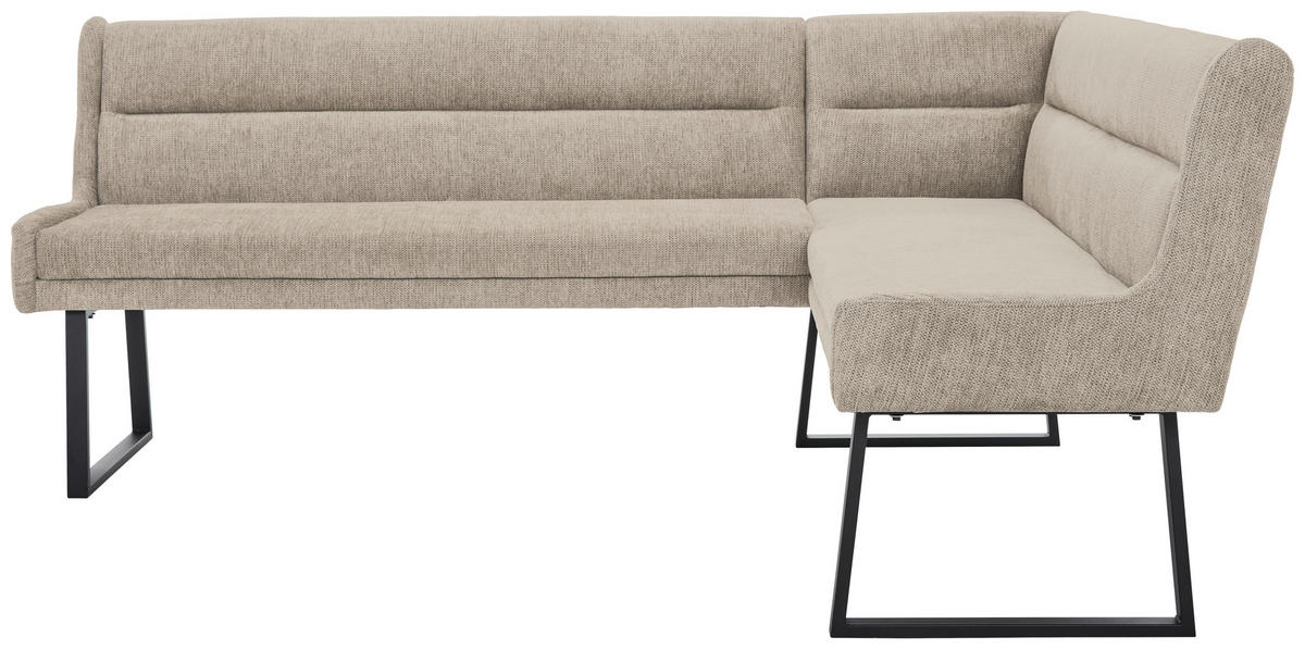 ECKBANK 217/159 cm Webstoff Beige, Schwarz   - Beige/Schwarz, Design, Textil/Metall (217/159cm) - Novel