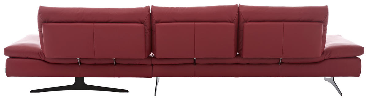 ECKSOFA in Echtleder Rot  - Rot/Schwarz, Modern, Leder/Metall (342/158cm) - Chilliano