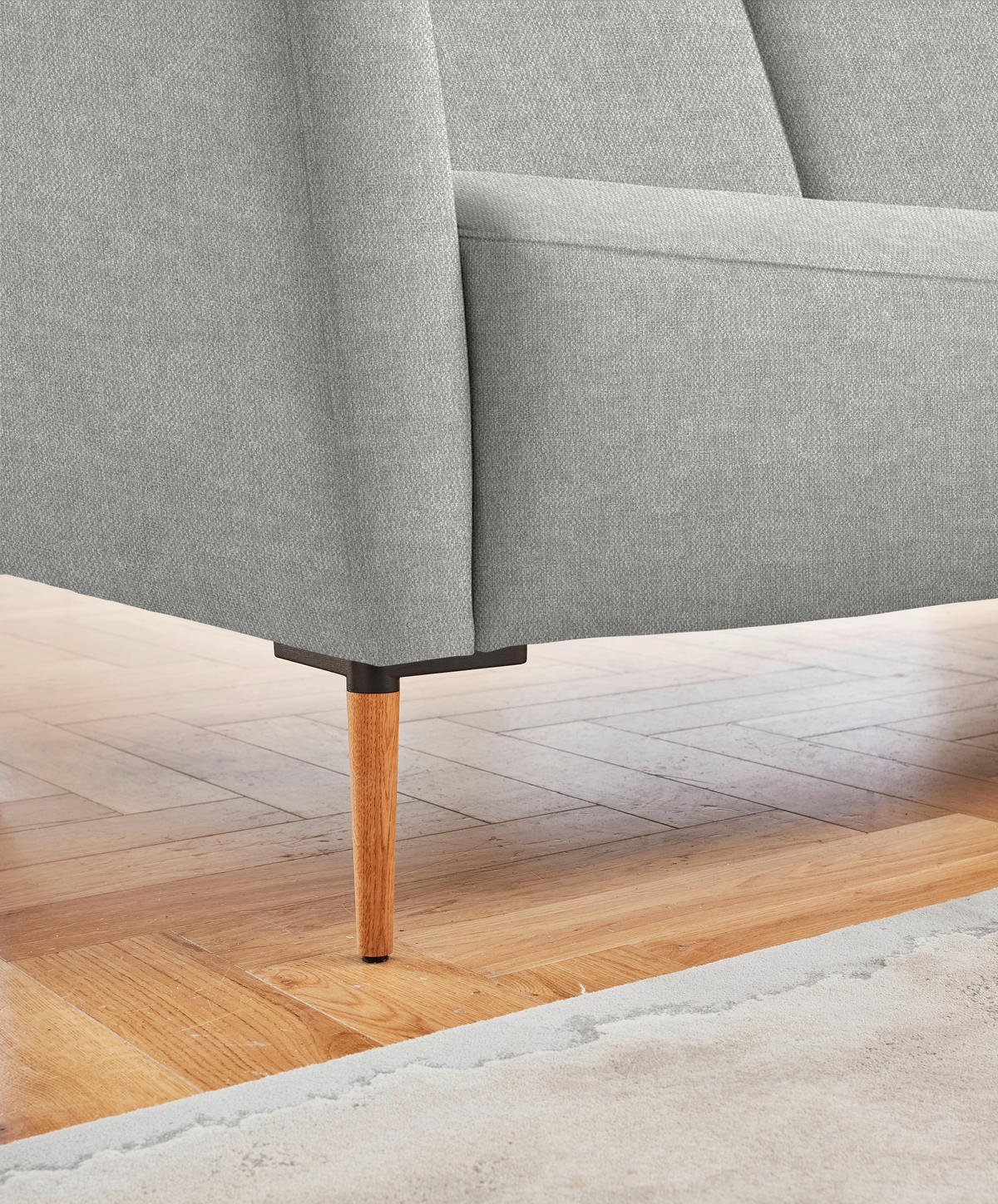 ECKSOFA  in Flachgewebe Grauweiß  238/186 cm  - Eichefarben/Grauweiß, Design, Holz/Textil (238/186cm) - Valnatura