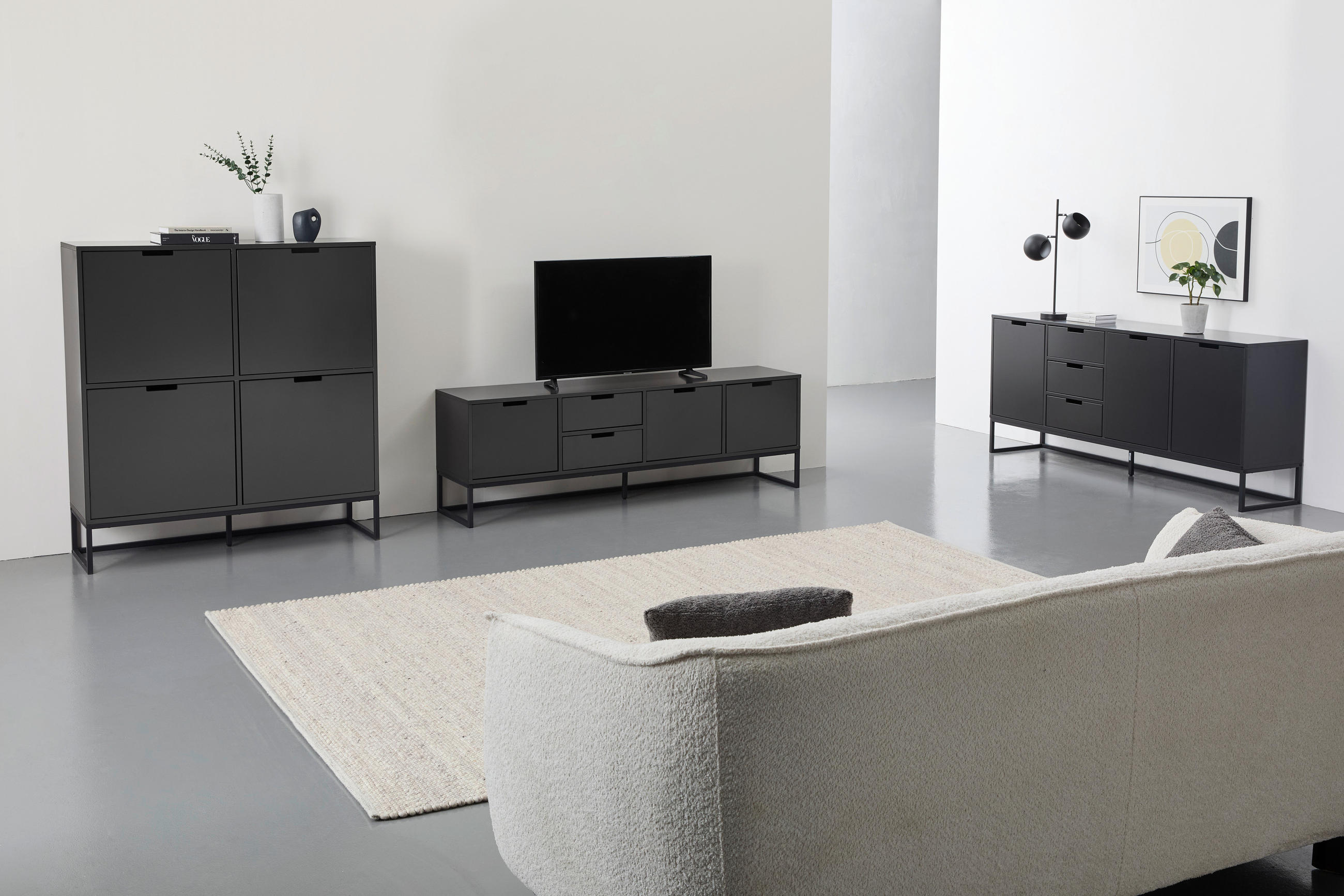 SIDEBOARD 180/79/40 cm  - svart/antracit, Design, metall/trämaterial (180/79/40cm) - Novel
