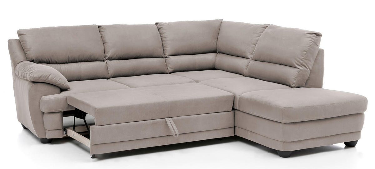 ECKSOFA in Mikrofaser Beige  - Beige/Schwarz, Design, Kunststoff/Textil (245/225cm) - Livetastic