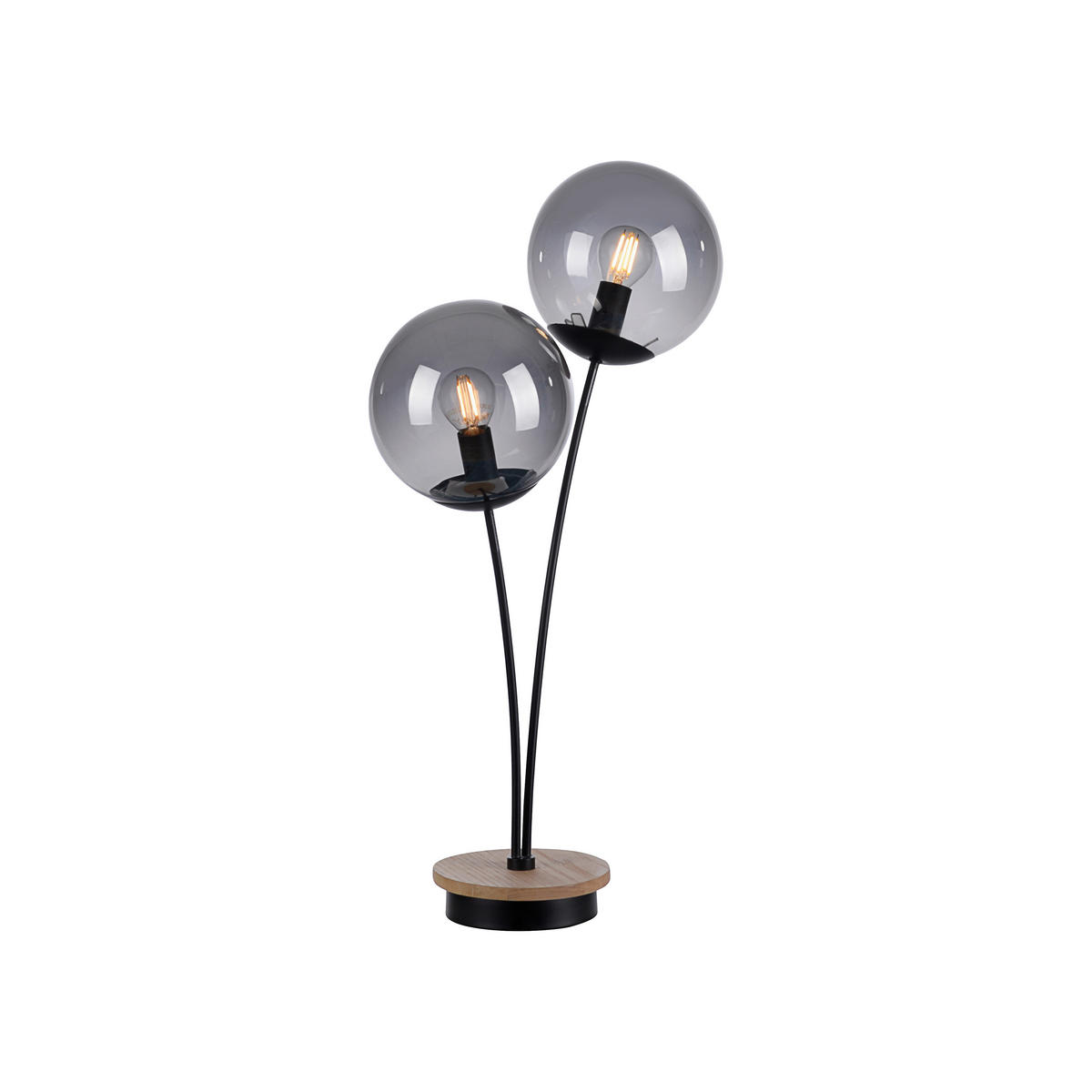 TISCHLEUCHTE 33,5/16/60 cm   - Schwarz, Natur, Glas/Holz (33,5/16/60cm)