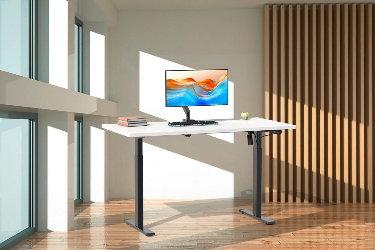 SCHREIBTISCH  in Schwarz, Weiss  - Weiss/Silberfarben, Design, Holzwerkstoff/Metall (110/71/80cm) - MID.YOU