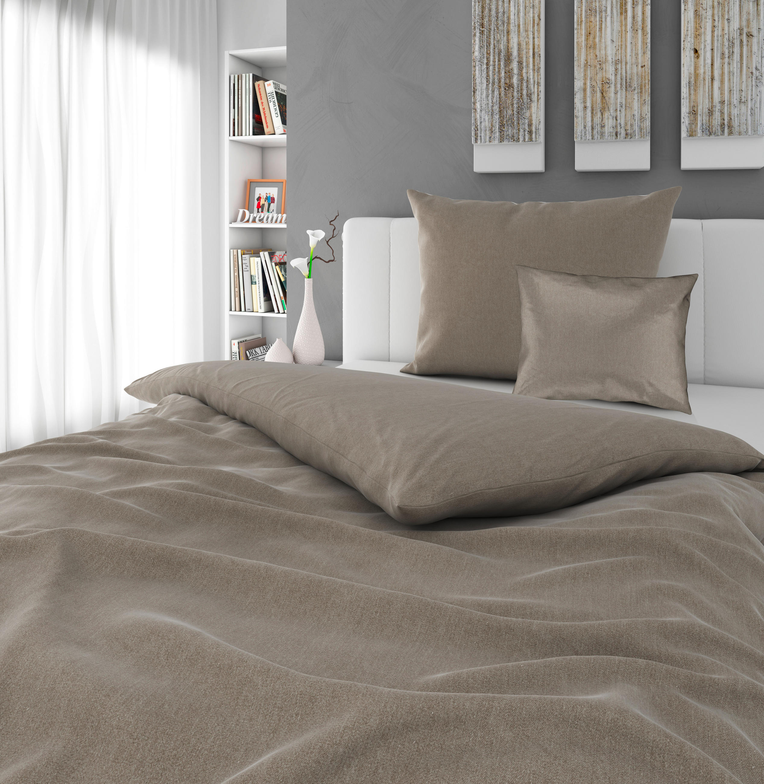 ÁGYNEMŰHUZAT-GARNITÚRA 140/200 cm  - taupe, Konventionell, textil (140/200cm) - Novel