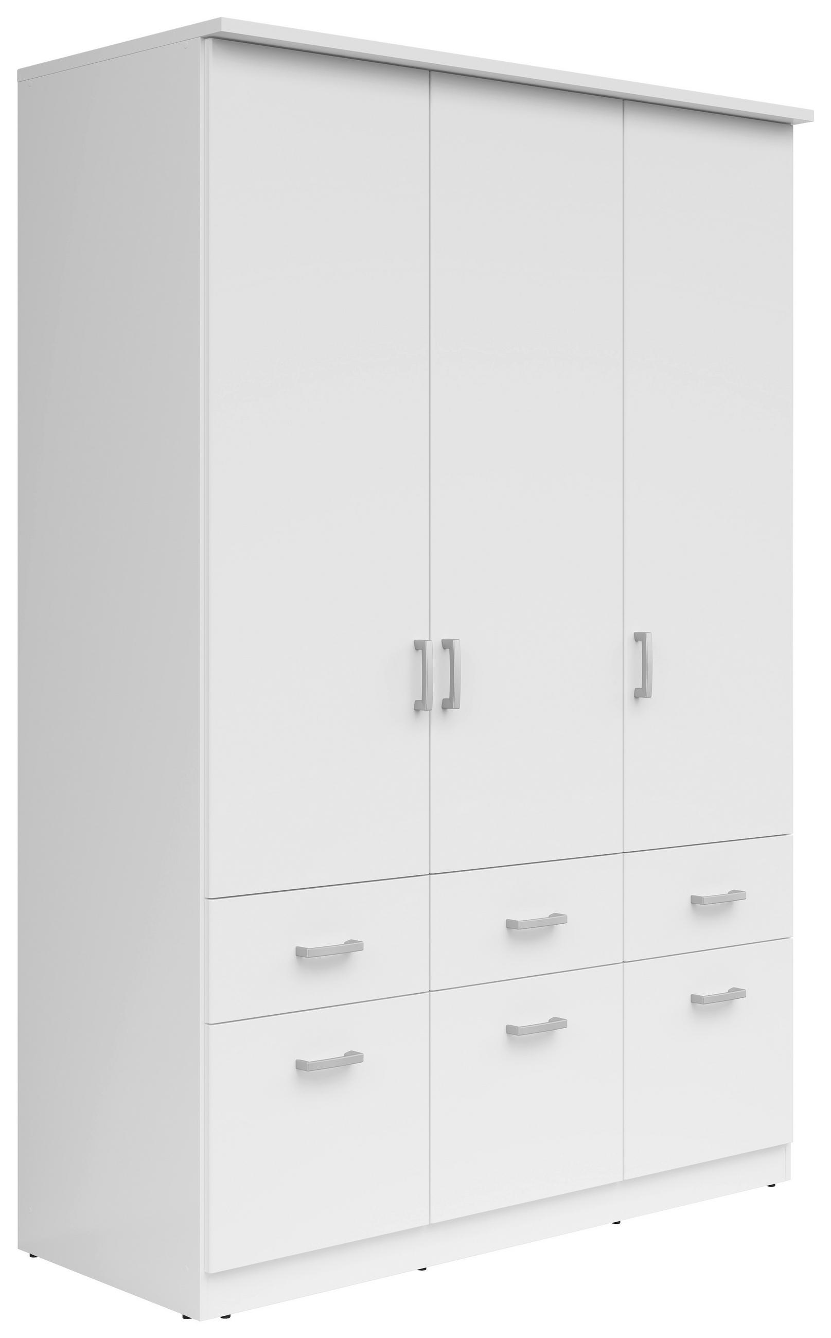 KLEIDERSCHRANK in Weiss  - Weiss/Silberfarben, Konventionell, Holzwerkstoff/Kunststoff (136/199/58cm) - Boxxx