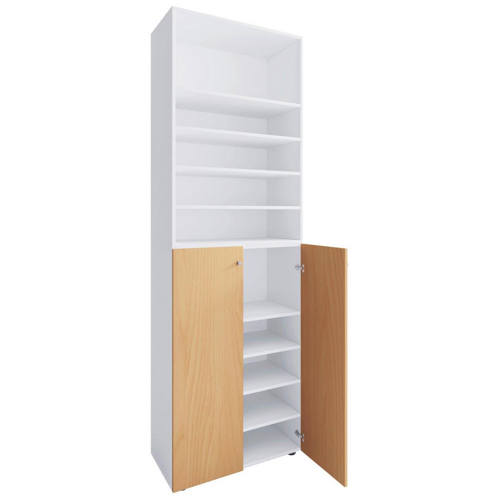 Schuhschrank Lona Weiß Buchefarben Dekor