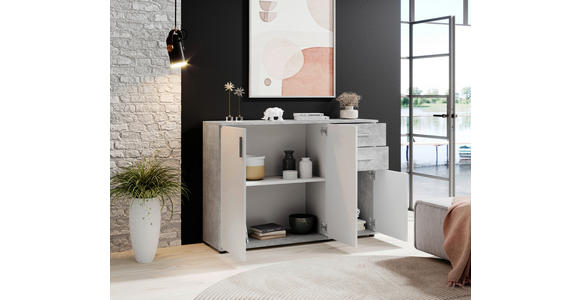 KOMMODE Bobby in 120/82/35 cm - Silberfarben/Weiß, KONVENTIONELL, Holzwerkstoff/Kunststoff (120/82/35cm) - Carryhome