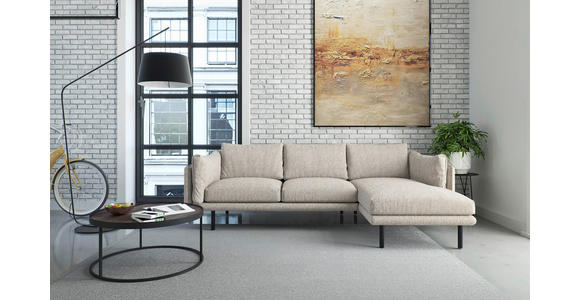 ECKSOFA Champagner Flachgewebe - Champagner/Beige, Design, Textil/Metall (268/160/100cm) - Novel