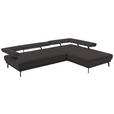 ECKSOFA in Echtleder Grau  - Schwarz/Grau, Design, Leder/Metall (305/224cm) - Dieter Knoll