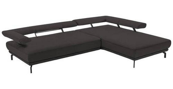 ECKSOFA in Echtleder Grau  - Schwarz/Grau, Design, Leder/Metall (305/224cm) - Dieter Knoll