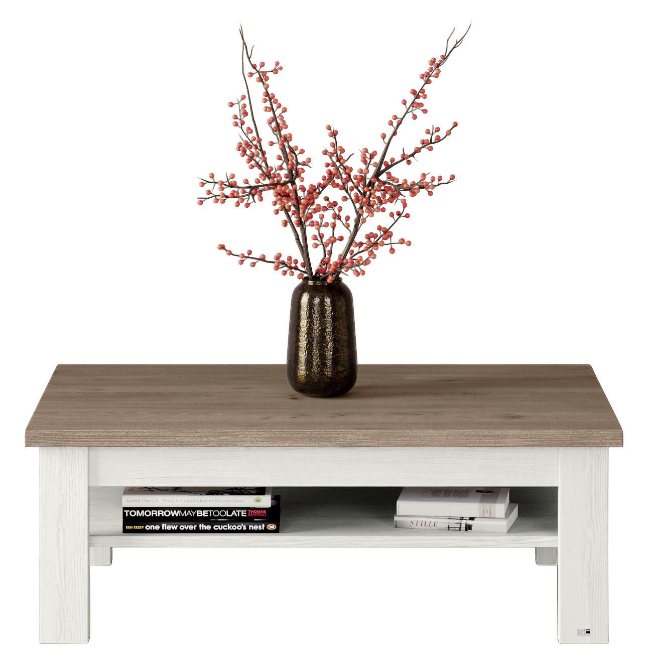 COUCHTISCH rechteckig Weiß, Eichefarben - Eichefarben/Weiß, Design (110/70/40cm) - SetOne by Musterring