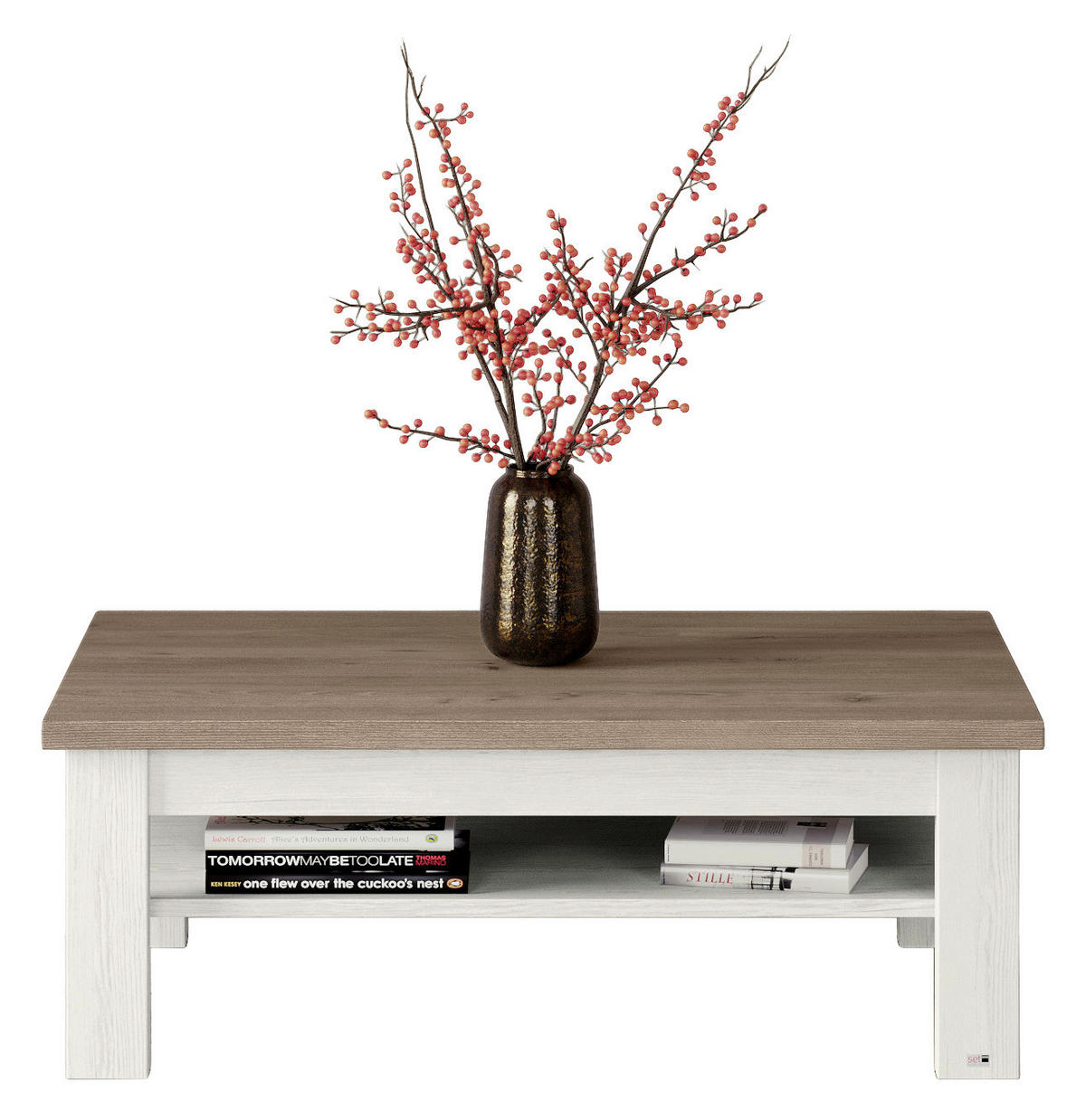 COUCHTISCH 110/70/40 cm rechteckig Weiß, Eichefarben  - Eichefarben/Weiß, Design, Holzwerkstoff (110/70/40cm) - SetOne by Musterring