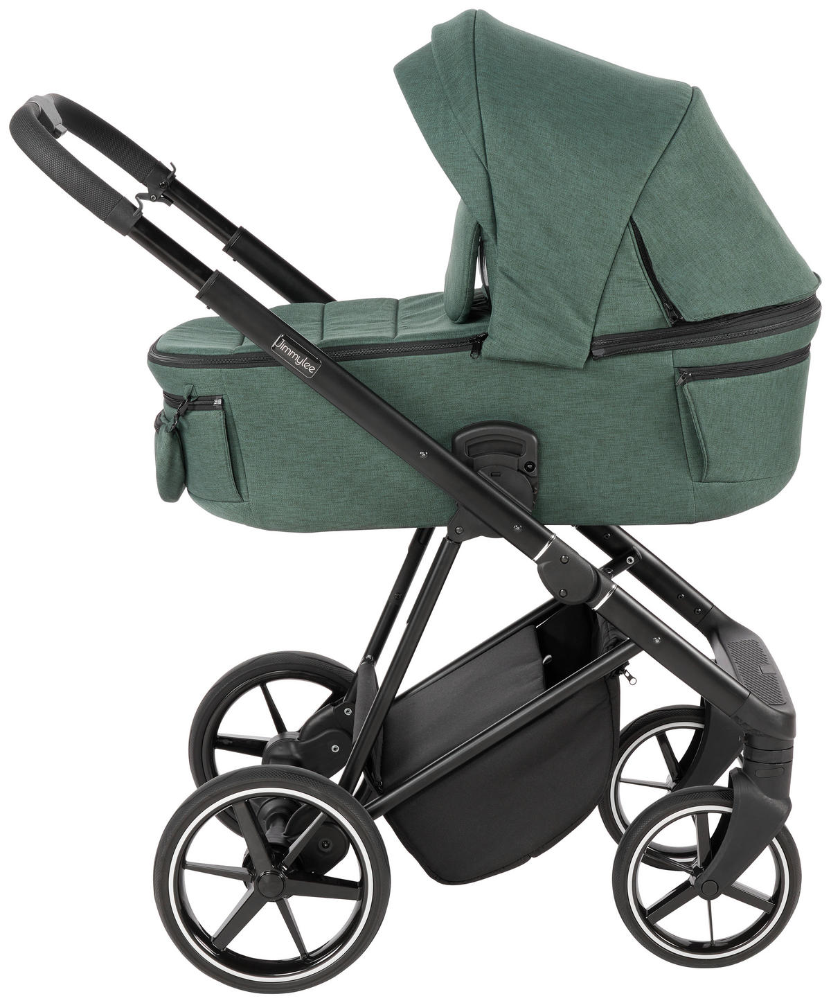 KINDERWAGENSET  - Waldgrün/Schwarz, Basics, Textil/Metall (57,5/116/101cm) - Jimmylee