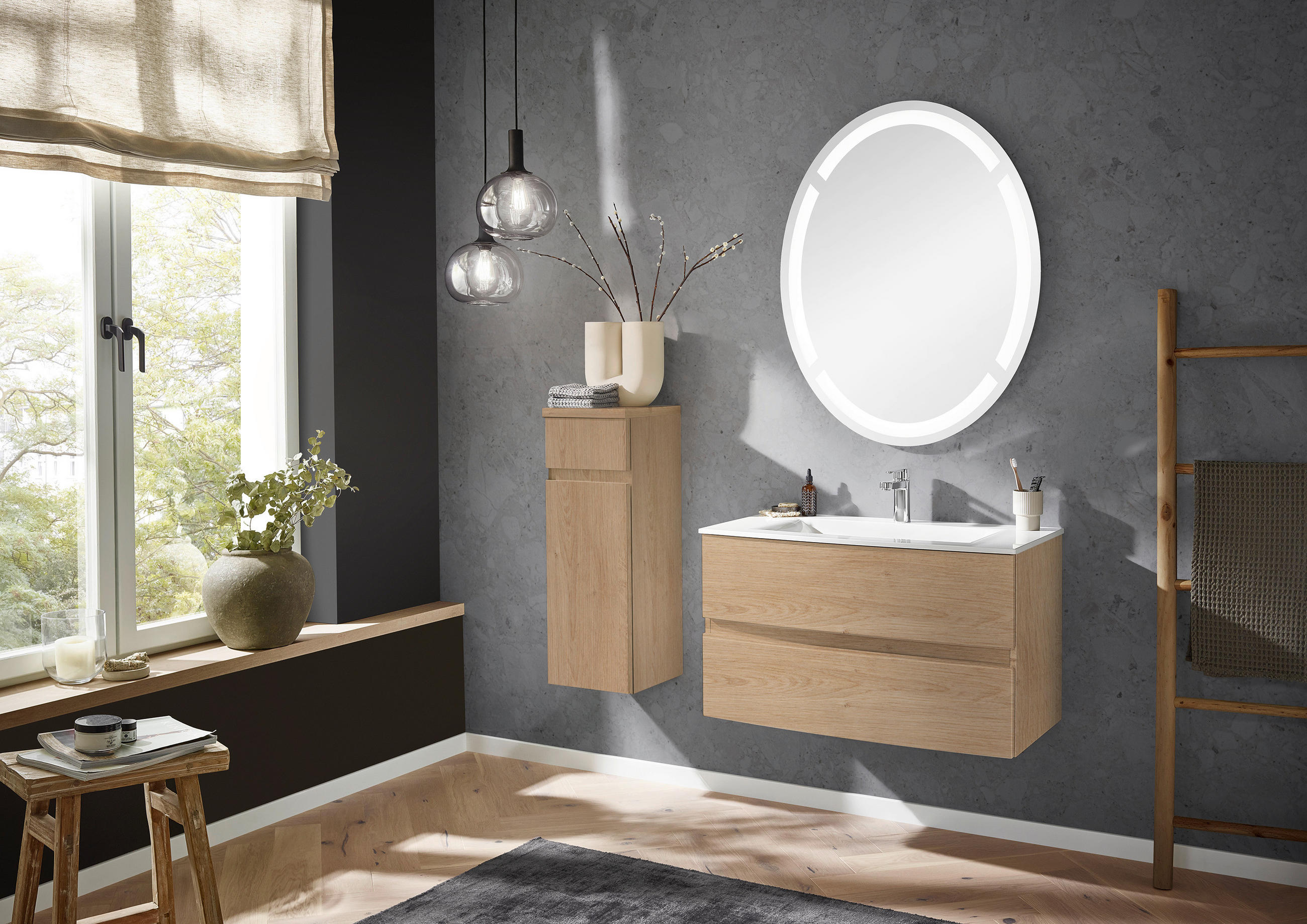 MIDISCHRANK 30/86/33 cm  - Eichefarben, Design, Glas/Holzwerkstoff (30/86/33cm) - Novel