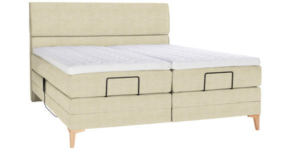 BOXSPRINGBETT 180/200 cm in Beige - Eichefarben/Beige, KONVENTIONELL, Holz/Textil (180/200cm) - Voleo