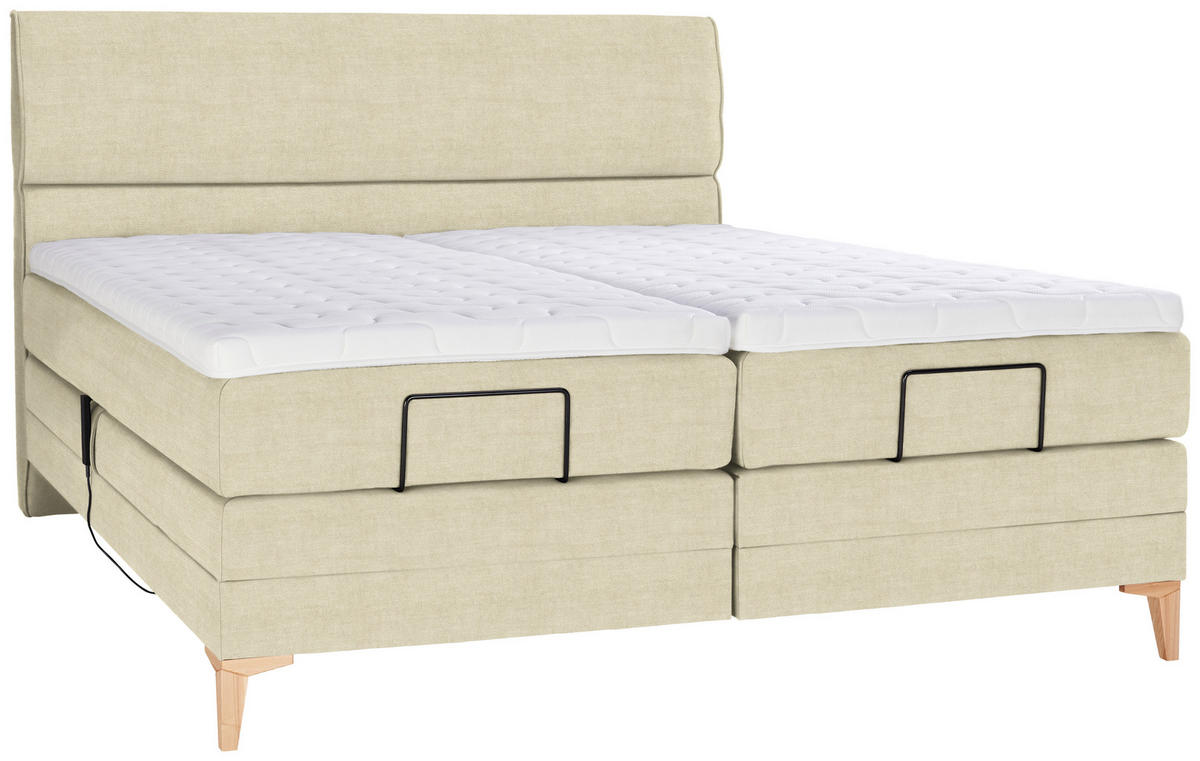 BOXSPRINGBETT 180/200 cm  in Beige  - Eichefarben/Beige, Konventionell, Holz/Textil (180/200cm) - Voleo
