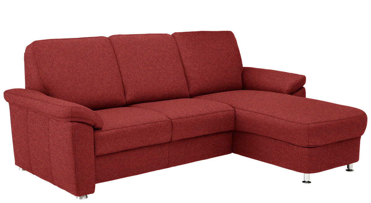ECKSOFA in Flachgewebe Rot  - Chromfarben/Rot, Konventionell, Textil/Metall (250/163cm) - Beldomo System