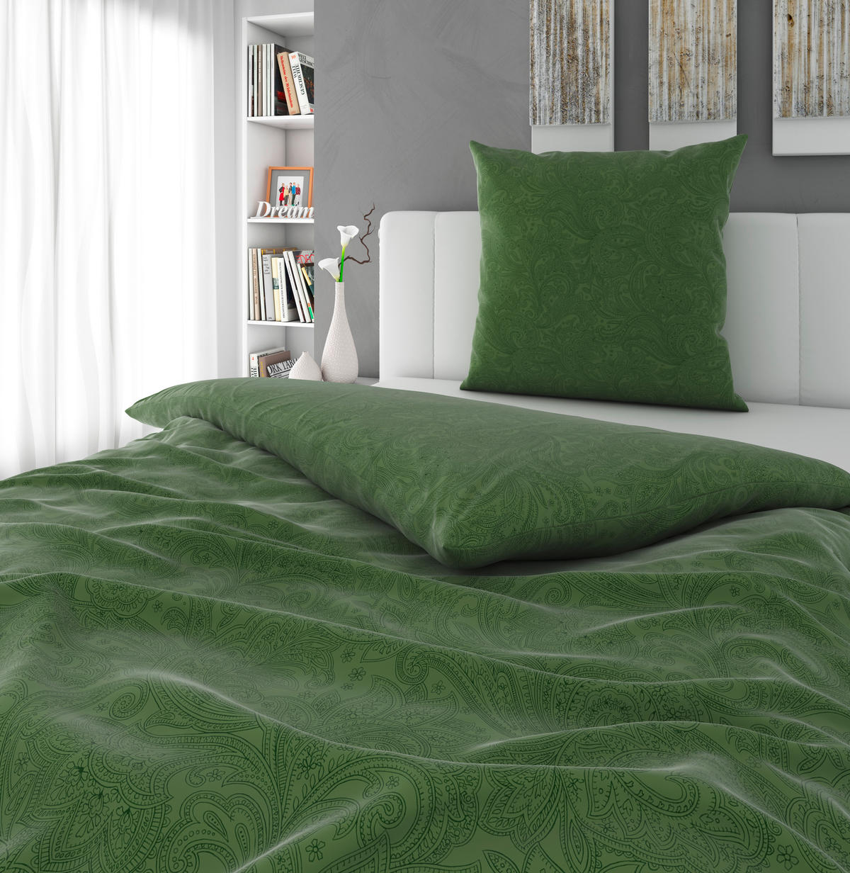 BETTWÄSCHE Satin 200/200 cm  - Jadegrün, Textil (200/200cm) - Novel