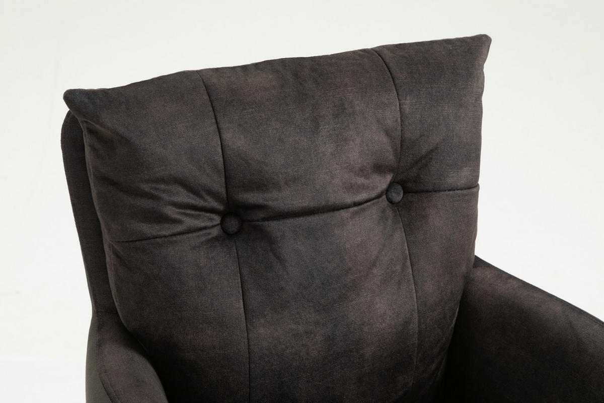 ARMLEHNSTUHL  in gesteppt  - Dunkelbraun/Schwarz, Design, Textil/Metall (60/92/67cm) - Livetastic