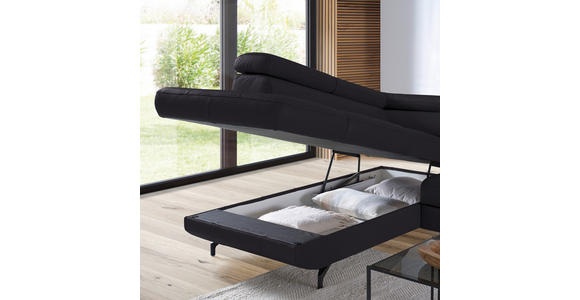 ECKSOFA in Echtleder Dunkelbraun  - Dunkelbraun/Schwarz, Design, Leder/Metall (220/270cm) - Novel