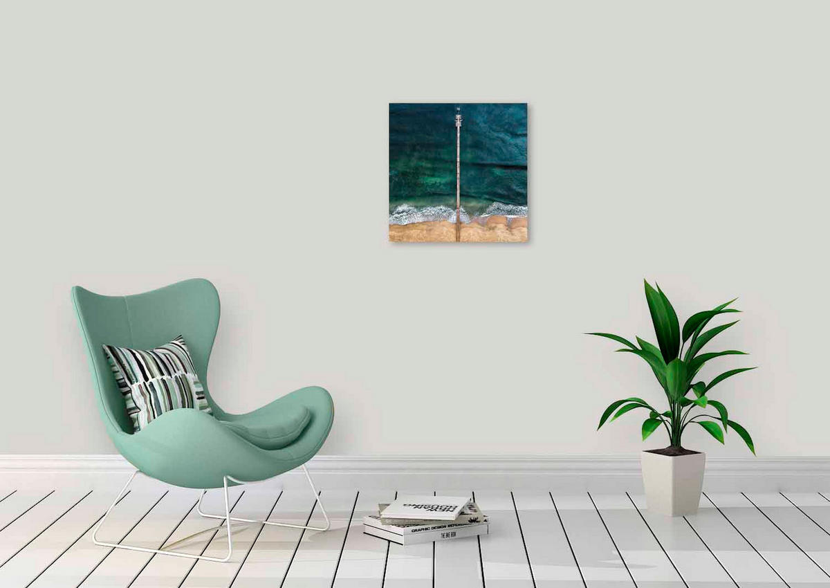 ALUMINIUMBILD Landschaft & Natur, Strand & Meer, Wasser 74/74 cm  - Blau/Dunkelgrün, Design, Metall (74/74cm)