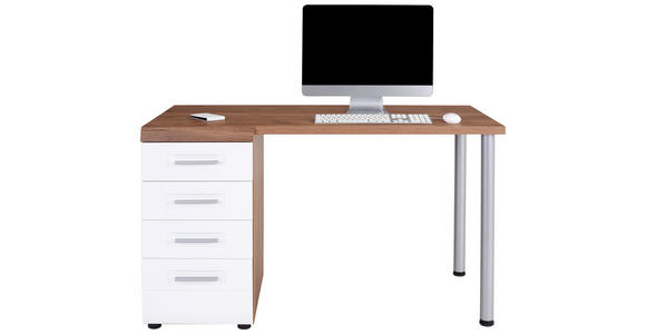 Schreibtisch mit Stauraum B 130cm H 72cm Avensis New - Eichefarben/Weiß, KONVENTIONELL, Holzwerkstoff (130/72/61,9cm) - Luca Bessoni