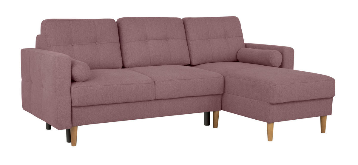 ECKSOFA in Beere  - Beere/Buchefarben, Design, Holz/Textil (223/157cm) - MID.YOU