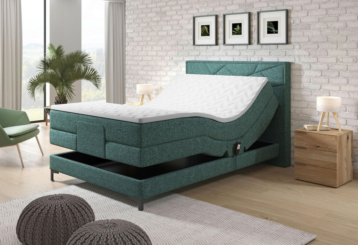 BOXSPRINGBETT 120/200 cm  in Grün  - Schwarz/Grün, Konventionell, Holz/Textil (120/200cm) - Esposa